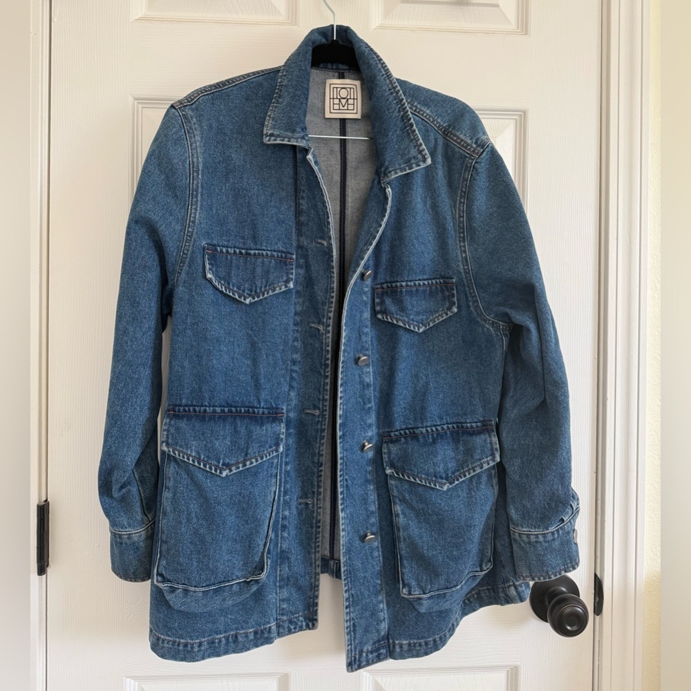 Totême Faux Oversized Utility Army-Inspired Blue denim Jacket